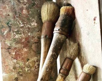 Antique Paint Brush 4 with real hair, nice patina, wonderful craftsmenship,antique, vintage