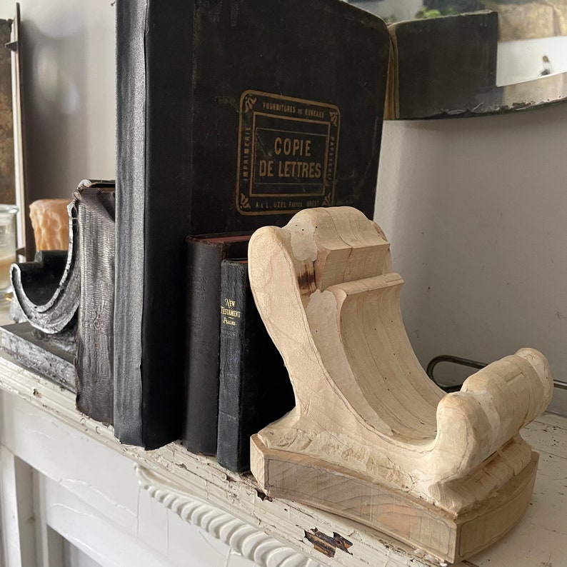 Vintage architectural Book-Ends store hand carved wood