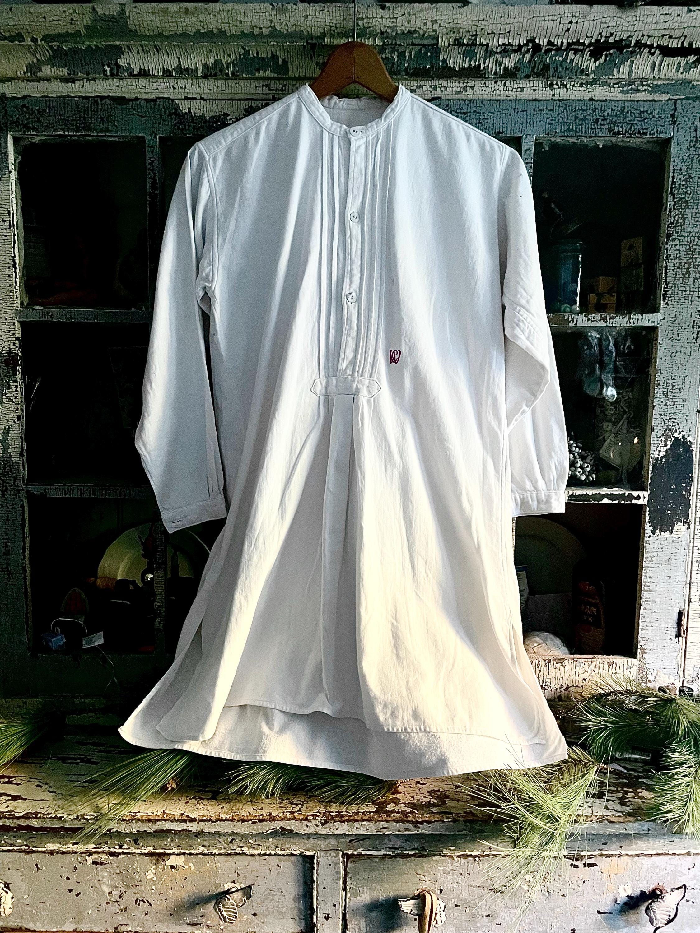 トップス french antique linen BIG T Antique French Linen Shirt, 1890s Unused, Display or Wear - Etsy
