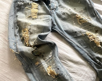 Pantalones vaqueros Magnolia Pearl Miner – Índigo lavado, 266, desgastados a mano, sin etiqueta de papel.