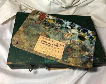 Antique French Artist box, palette,Artist decor. Painter,