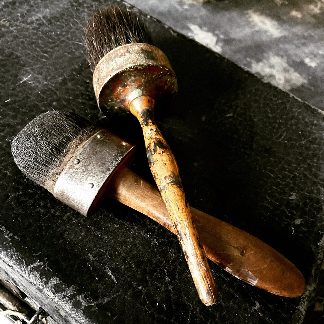 Antique Paint Brush 2 With Real Hair, Nice Patina, Wonderful