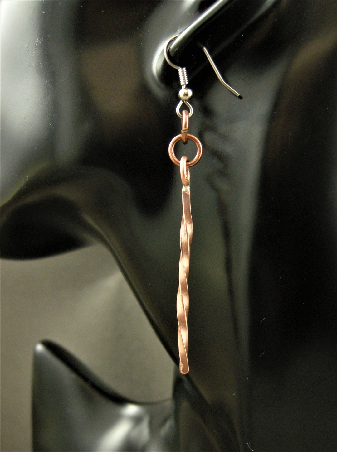 COPPER BAR EARRINGS Ooak 3 inch long Minimalist 3/16 inch Etsy France