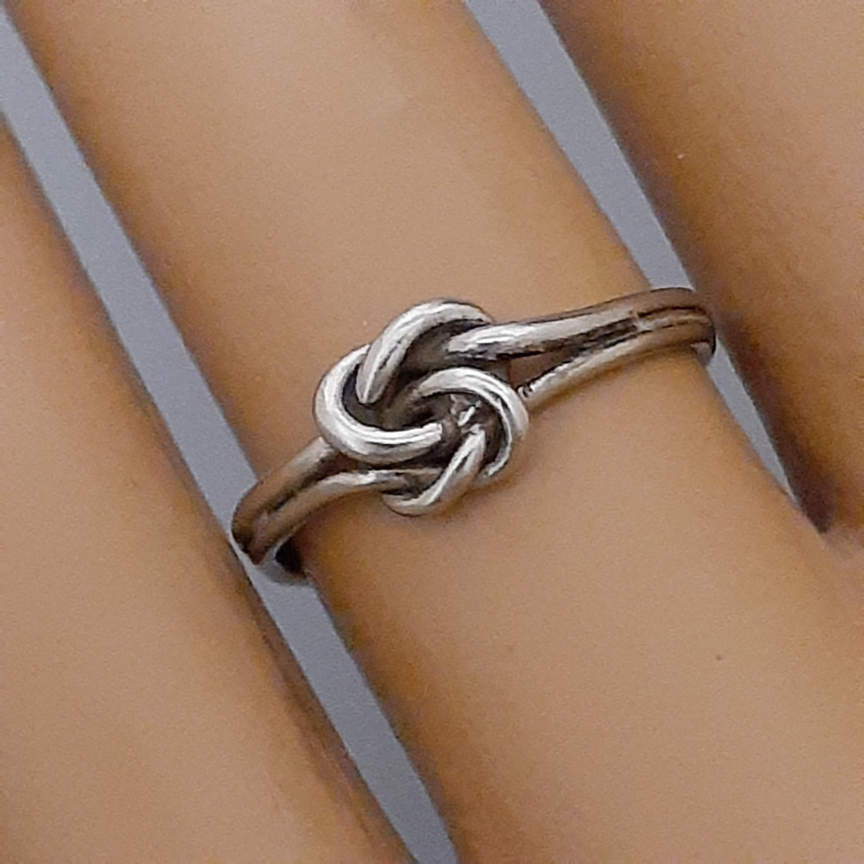 Sterling Silver Love Knot Ring - .925 Silver Intertwined Knot Band - View #3