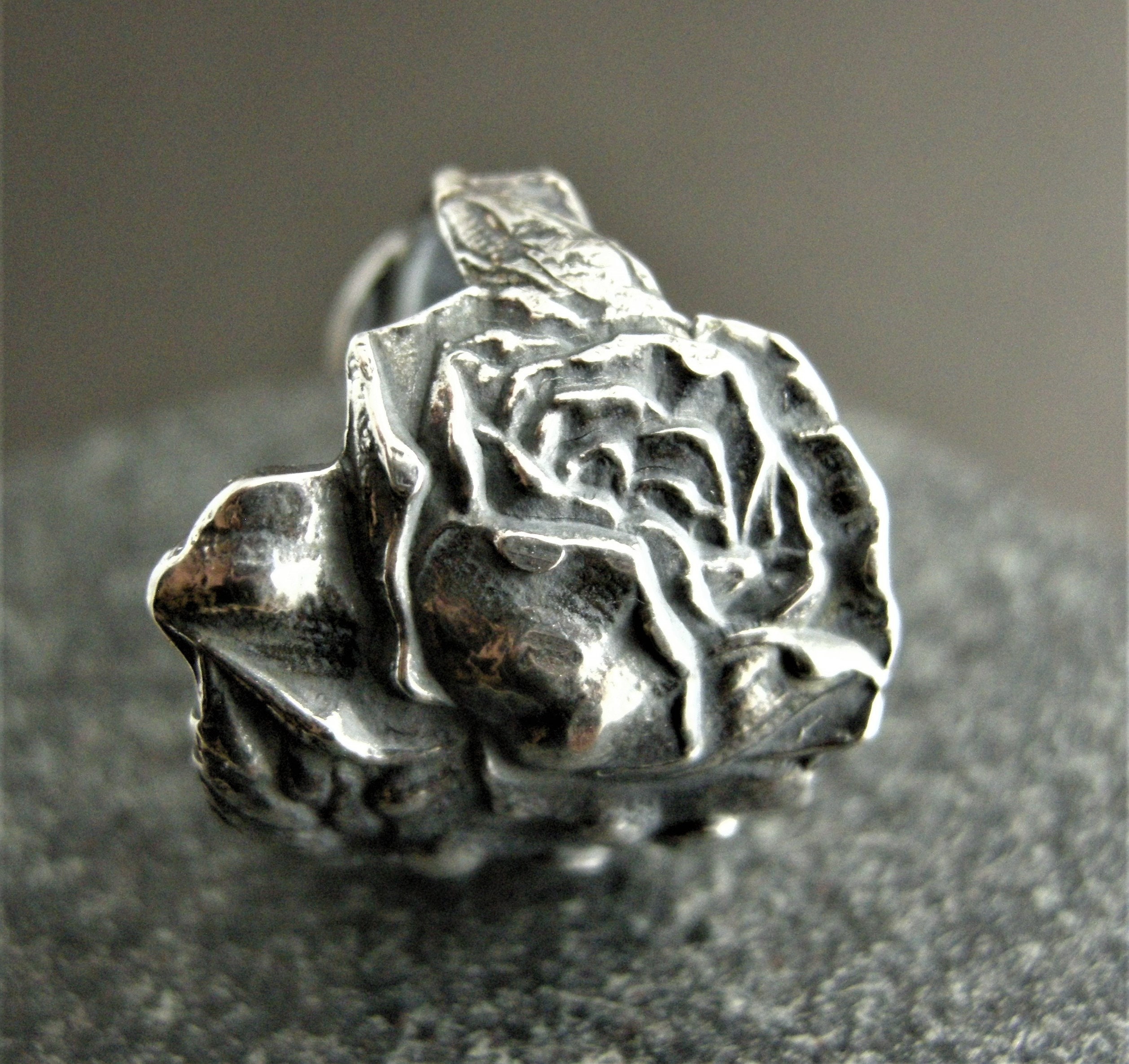 RING, SILVER ROSE, Handmade From Sterling Silver Spoon, Elegant 