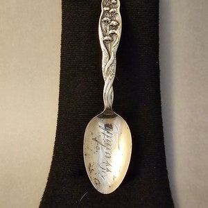 RARE SOUVENIR Antique Spoon, Sterling Silver, Vintage, Duluth, Minnesota Spoon, Engraved Collector Spoon, Floral and Scroll Designed Handle