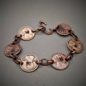 BRACELET, COPPER PENNY, Handmade Commemorative Bracelet, Pandemic Mask Coin Bracelet, Ooak Antique Copper Bracelet Bracelet, Coin Jewelry