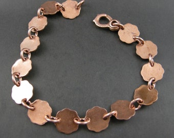 BRACELET, SCALLOP COPPER, Handmade Copper Bracelet, Copper Link Bracelet, Copper Jewelry, Adjustable Copper Bracelet, Heavy Copper Bracelet