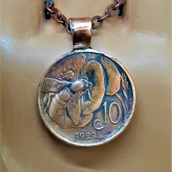 Italy - Cut Coin Pendant with Bee