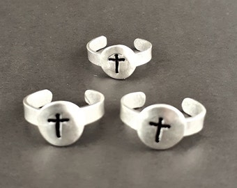 CROSS TOE RING, Symbol of Christianity Toe Ring, Minimalist Cross Toe Ring, Statement Ring, Christianity Jewelry, Sterling Christian Ring