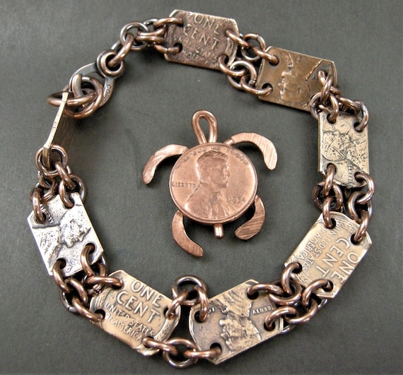 COPPER PENNY BRACELET Handmade Rustic 6 Inch to 9 Inch Copper