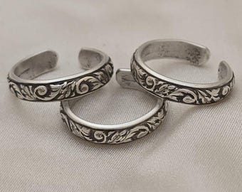 TOE RING, STERLING Silver, Scroll Design, Gift for her, Midi Ring, Pinky Ring, Valentines , Birthday, Sweetheart, Friendship, Anniversary,