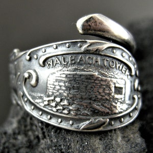 RING, Portsmouth NEW HAMPSHIRE, Ring of Remembrance, Handmade, Sterling Silver Spoon Ring, Thumb Rings, Adjustable, Antiqued Spoon Ring