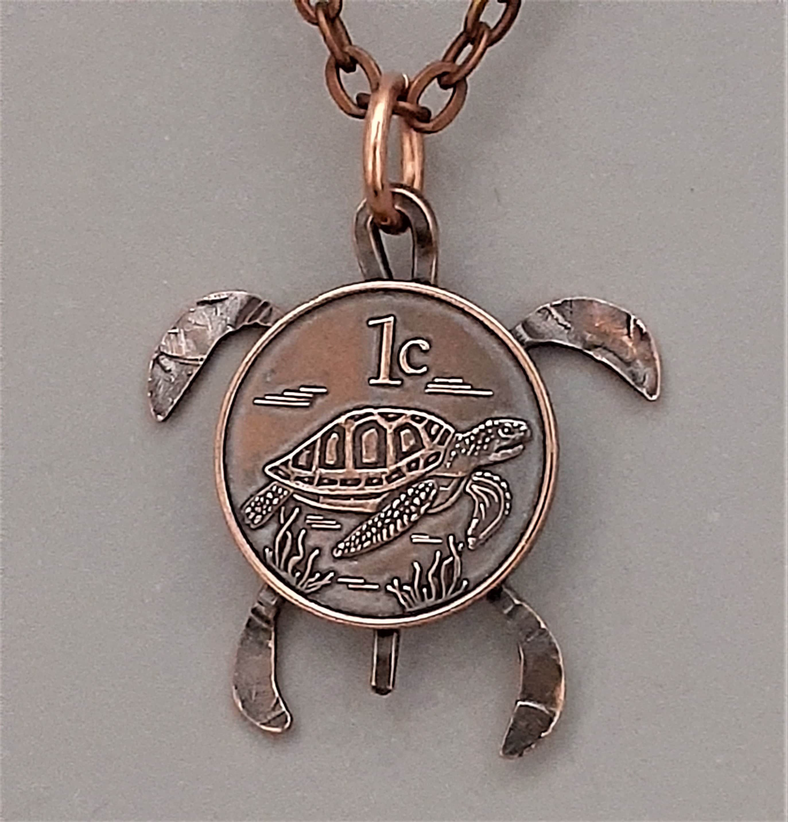 Translucent Coin Turtle TURTLE, MINIATURE, Sea Turtle Copper Coin With 24 Inch Chain, Copper ...