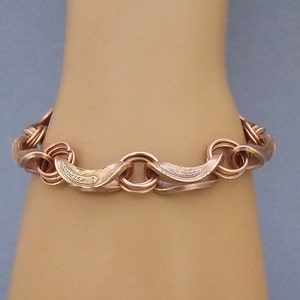 BRACELET, FOLDED COPPER, Handmade Penny Bracelets, Copper Coin Bracelet, Ooak Bracelets, Wheat  Lincoln Penny Bracelet, Altered Wheat Pennie