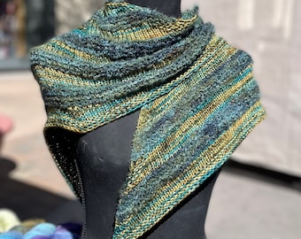 PDF Knitting Pattern, Triangle Shawl Pattern, "Bands of Beauty," for Intermediate Knitters