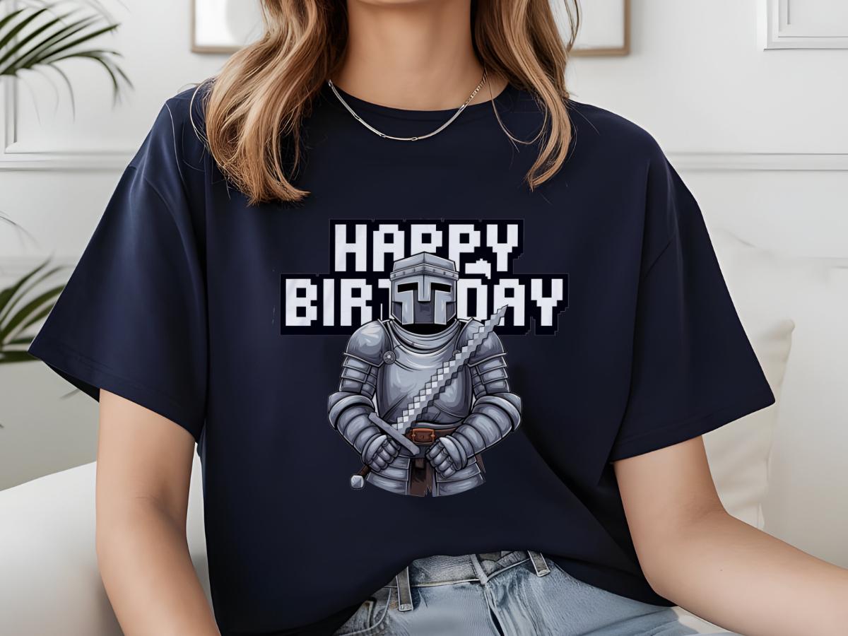 Mine-craft Gamer Birthday Tee (Vakiausa)