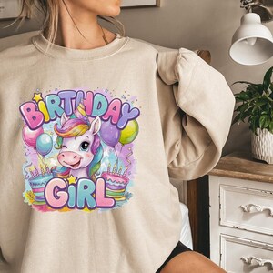 Birthday Girl Sweatshirt, Unicorn Birthday Girl Sweatshirt, Birthday Party Girl Sweatshirt, Birthday Princess Sweatshirt, Birthday Gift