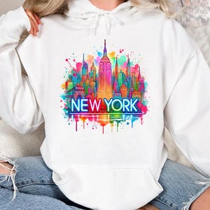 Unisex New York Couple Hoodie, Colorful New York Lover Hoodie, New York Family Group Hoodie, Cute New York Hoodie, New York Lover Gift