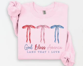 God Bless America Sweatshirt: Coquette 4th of July Patriotic Crewneck