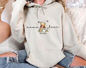 Personalized Mama Bear Hoodie, Winnie The Pooh Mothers Days Gift, Custom Family Mama Bear Hoodie, Mama Hoodie, Cute Mom Gift From Kids
