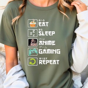 Eat Sleep Anime Gaming Repeat Shirt, Anime Shirt, Gift for Anime Lover, Gift for Anime Fan, Anime Otaku Shirt, Gamer Shirt, Gift For Her