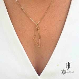 14K Israël kaart ketting - gouden omtrek kaart van Israël hanger - steun Israël ketting - handgemaakte joodse sieraden voor moeder