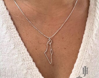 Sterling Silver Israel Map Necklace • Handmade Jewish Jewelry • Bat Mitzvah Gift