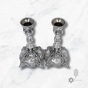 Candle Holders For Shabbat • Silver Judaica From Israel • Handmade Candlesticks For Holidays • Jewish Home Decor Gift