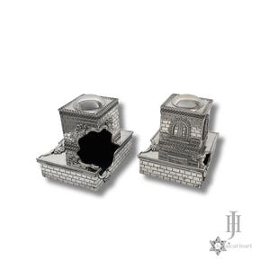 Sterling Silver Tefillin Boxes - Gift For Bar Mitzvah - Handmade Jewish Art From Israel - 925 Tefillin Case Gift For Dad