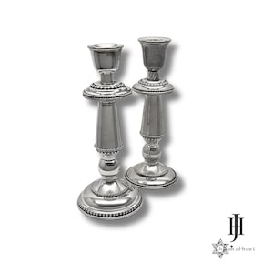 Sterling Silver Shabbat Candlesticks - Handmade Jewish Candle Holders - Judaica Art From Israel - Bat Mitzvah Gift