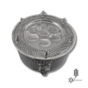 Handmade Sterling Silver Passover Seder Plate • Three-Tiered Jewish Art
