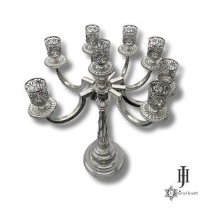 Sterling Silver Candelabra – Handmade 8 Branch Judaica Candle Holder From Israel - Perfect Jewish Home Decor