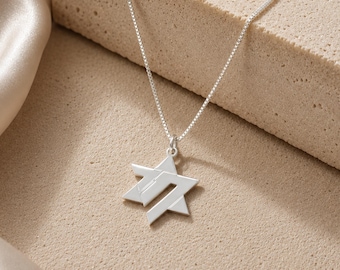 925 Silver Star of David Necklace • Hebrew Chai Pendant • Jewish Jewelry From Israel
