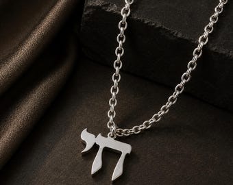 Collier Chai en argent sterling 925 • Pendentif symbole juif • Bijou israélien fait main