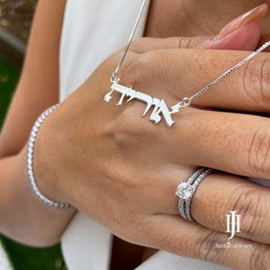 Sterling Silver Hebrew Name Necklace - Personalized Pendant For Women - Hebrew Letters Name Plate - Israeli Jewelry Gift