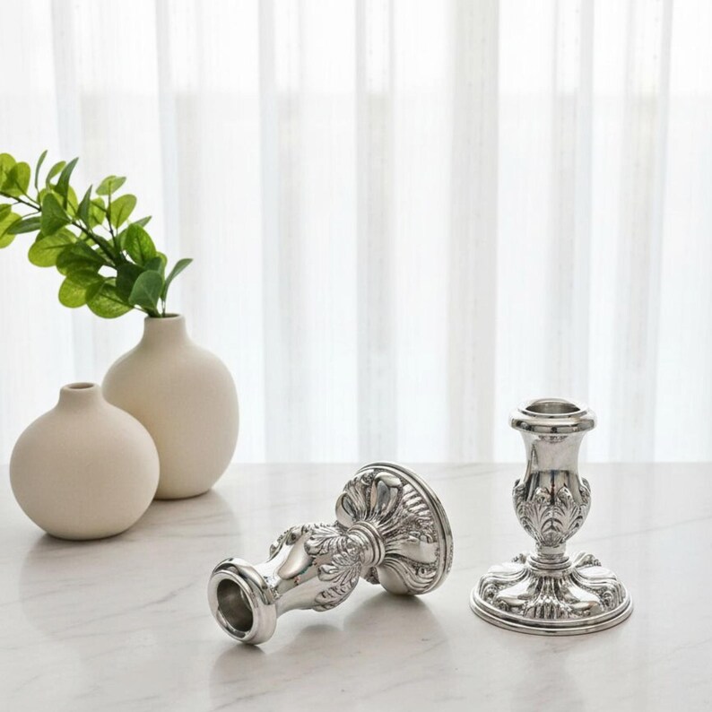 Sterling Silver Shabbat Candlesticks • Handmade Jewish Candle Holders ...