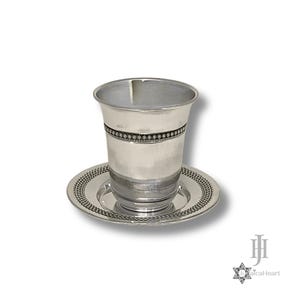 Sterling Silver Shabbat Cup with Plate • Handmade Judaica Gift