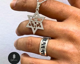 925 Silver Star of David Necklace • Am Yisrael Chai • Jewish Jewelry Gift
