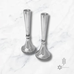 Sterling Silver Shabbat Candle Holders • Handmade Filigree Judaica Art