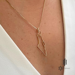 14K Gold Israel Map Necklace • Handmade Jewish Jewelry