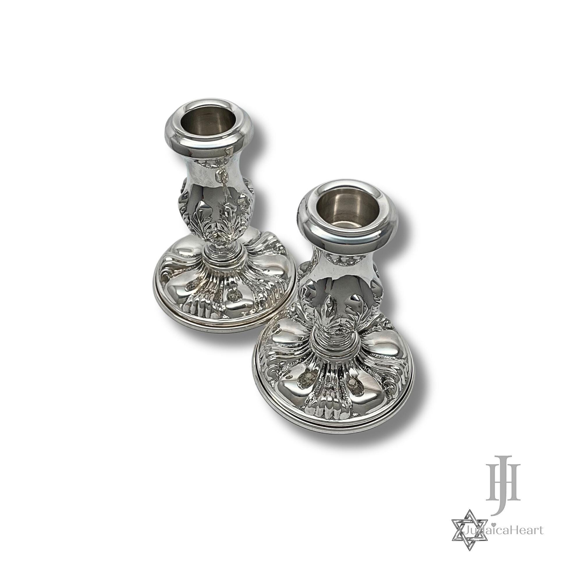 Sterling Silver Shabbat Candlesticks • Handmade Jewish Candle Holders ...