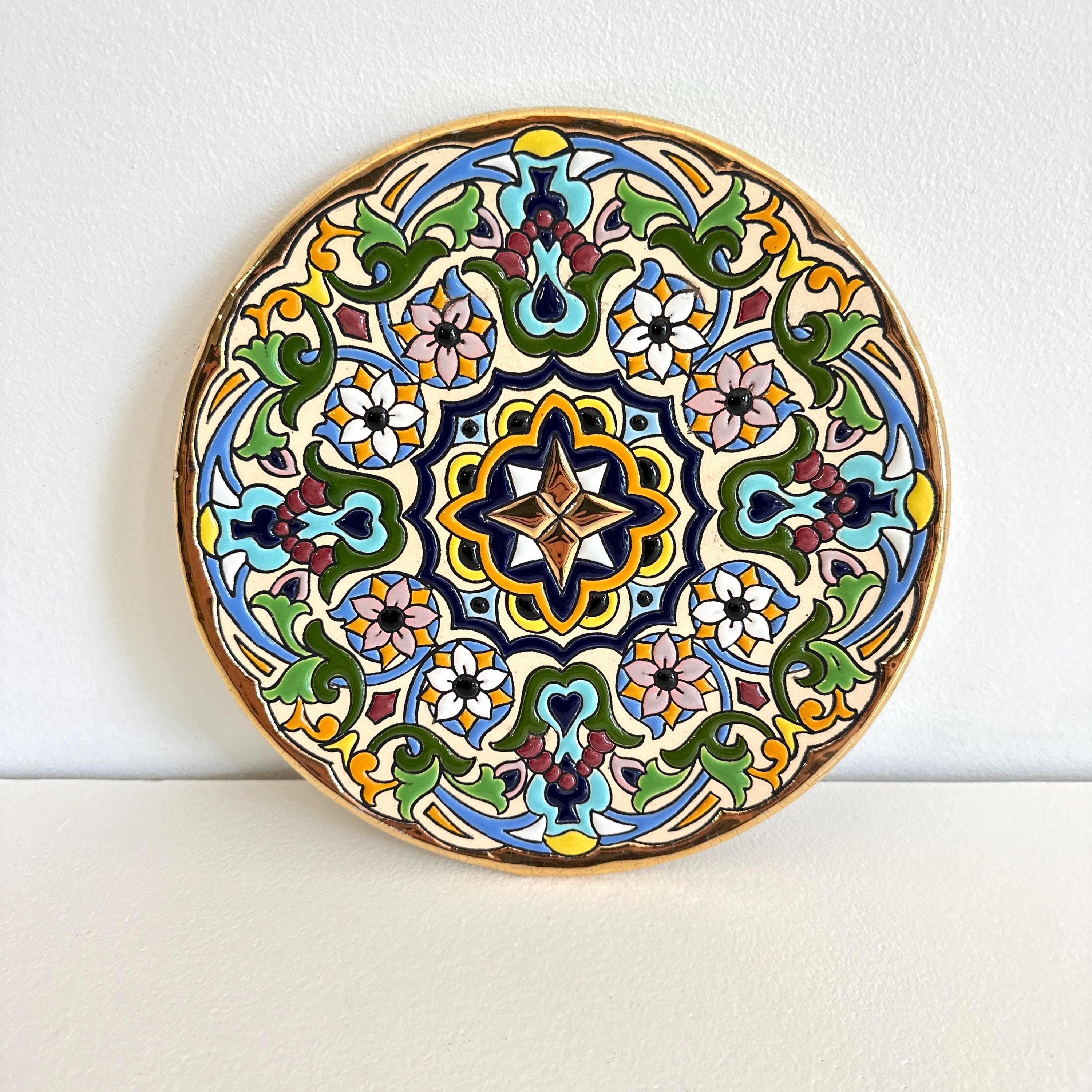 Vintage Sevilla Ceramics 24K Gold Wall Plate: Hand-enameled