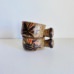Vintage 70s Stoneware Crocks, French Onion Soup Bowls, Floral Modern Brutalist Kitchenware