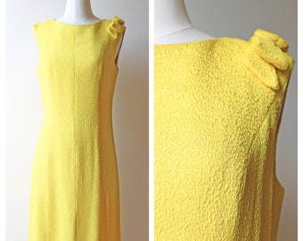 Vintage 1960s VTG Yellow Shift Bow Sleeveless Dress | 60s Shift Dress | Mod Dress | Women's Clothing | Vintage Dresses | Shift Dresses