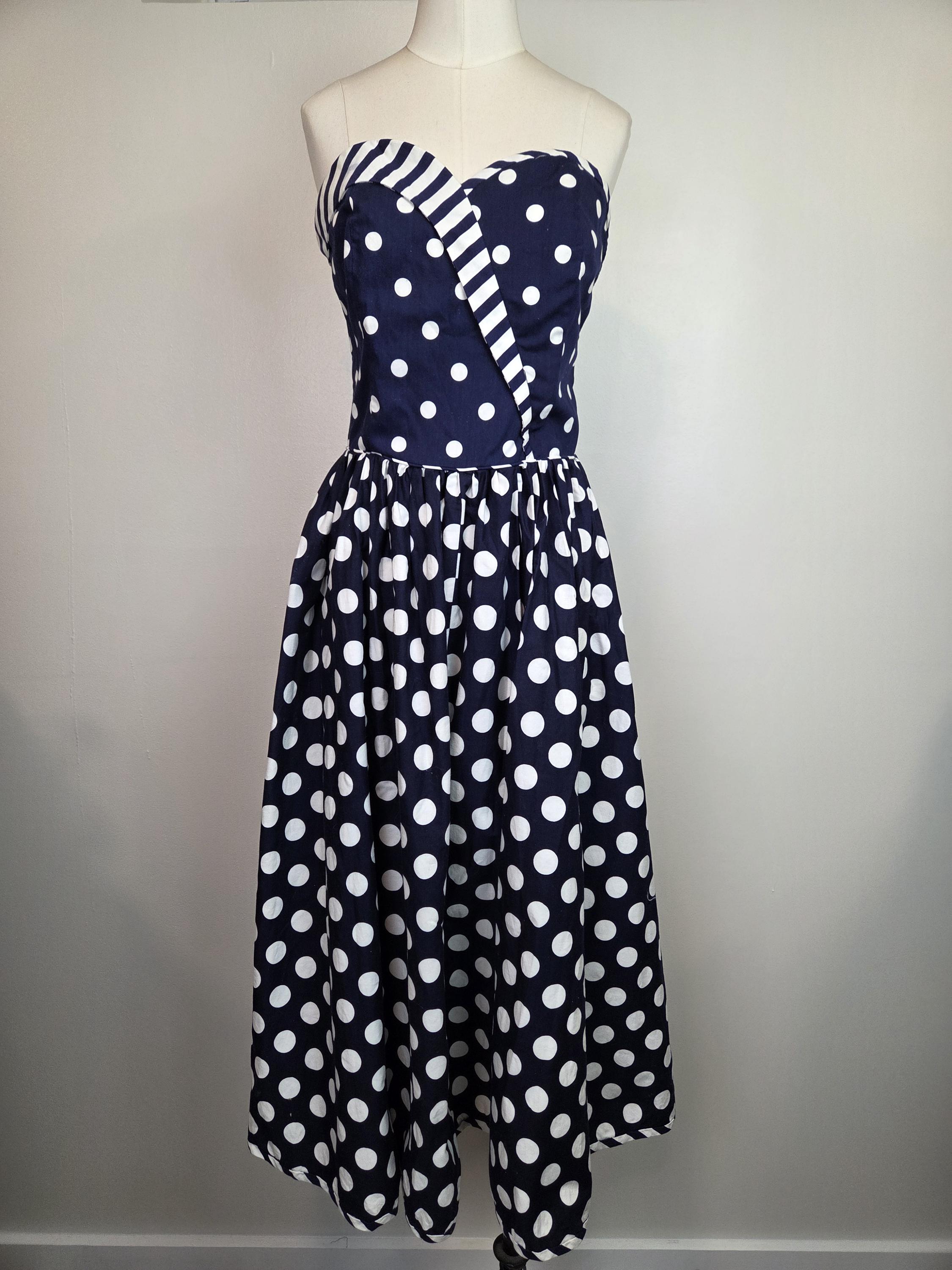Polka Dot Strapless Dress - Etsy Polka Dot Strapless Dress - Etsy