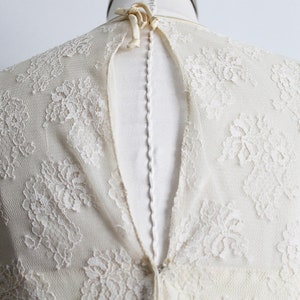1960s Cream Lace Ruffle Vintage Drop Waist Shift Dress 60s Vintage Bridal Shower Dress Engagement Bride Wedding Dresses Prom image 6