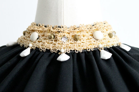 black dress with beaded collar MGNY By Mori Lee 73171 - Long Scuba Knit Sheath Dress - Beaded Collar, Sleeveless, Racerback, Invisible Back Zipper, Floor Length 8 / Moss