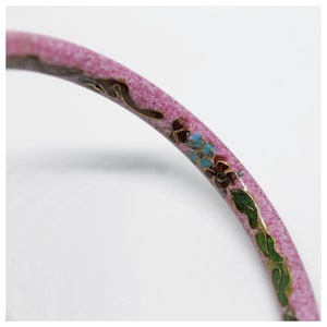 Vintage 70s Cloisonne Pink & Blue Floral Botanical Enamel Bangle Vintage Jewelry Antique Jewelry Stacking Bangles Vintage Bangle image 9