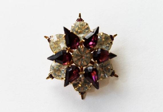 Vintage Crystal & Dark Purple Faceted Glass Stone… - image 6
